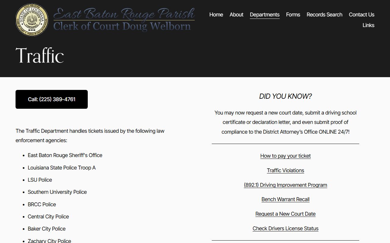 EBR Clerk traffic records page