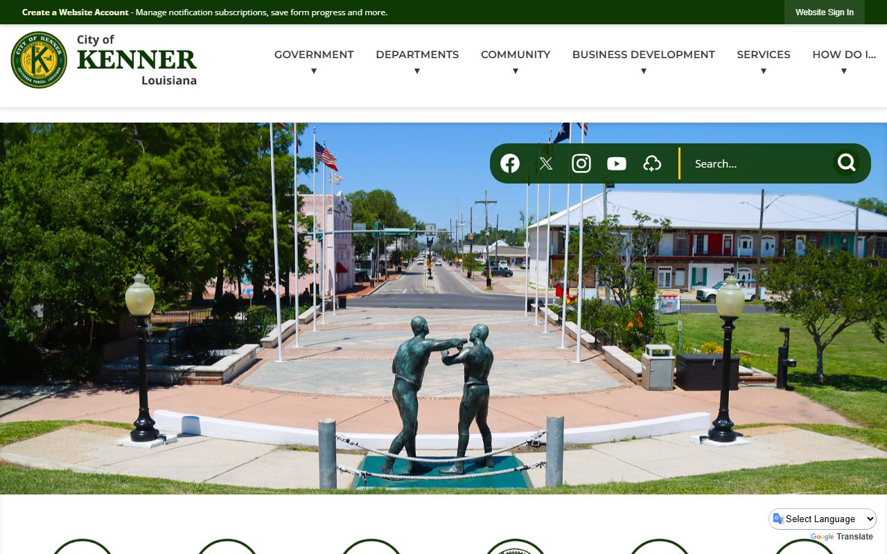 Kenner city website showing court information and traffic ticket resources