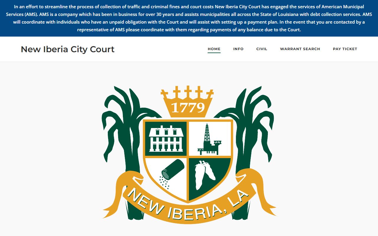 New Iberia City Court website for traffic ticket records