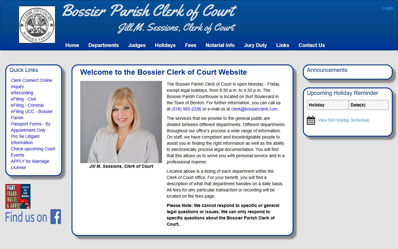bossier parish traffic ticket records clerk homepage