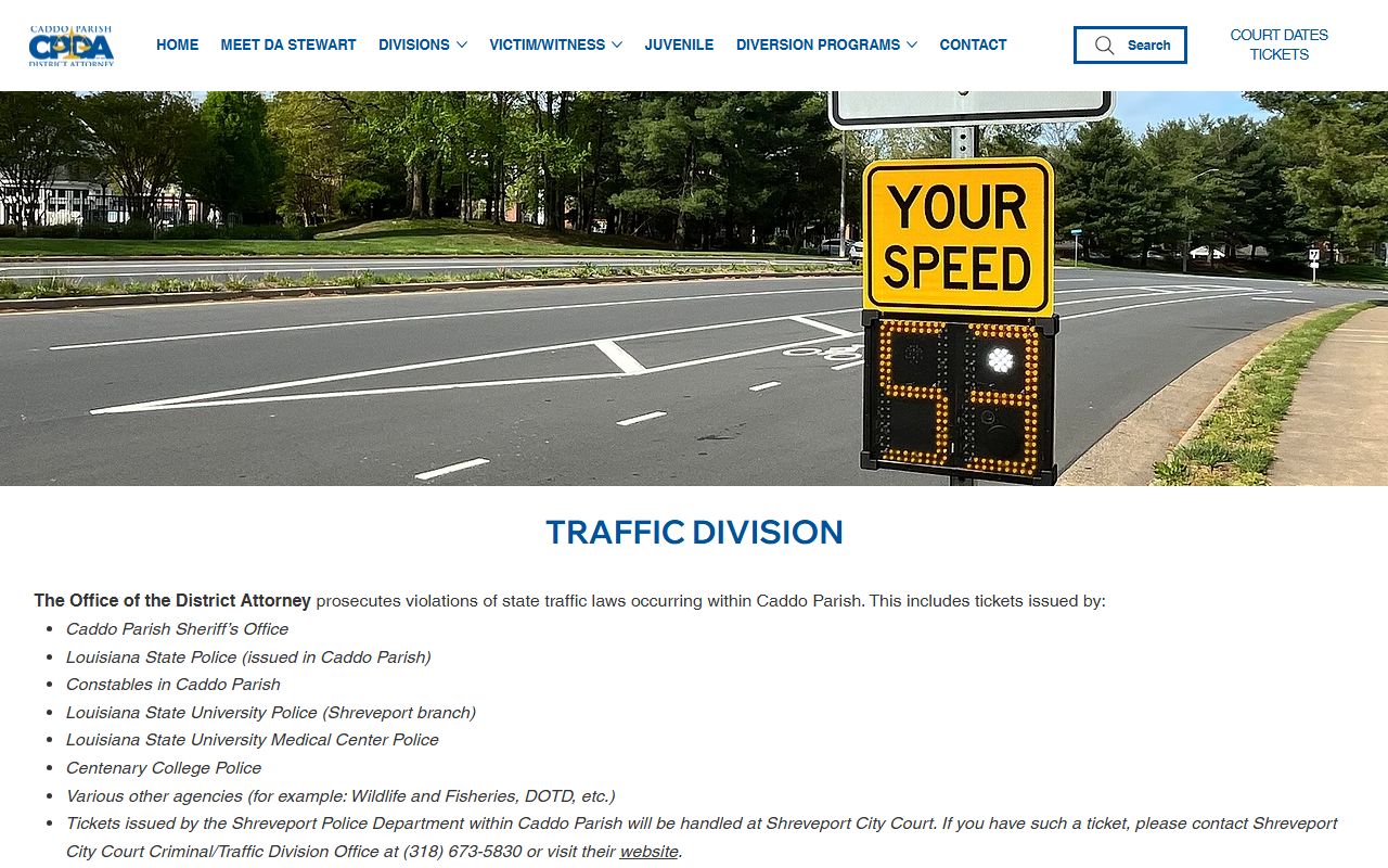 caddo parish traffic ticket records da traffic division information
