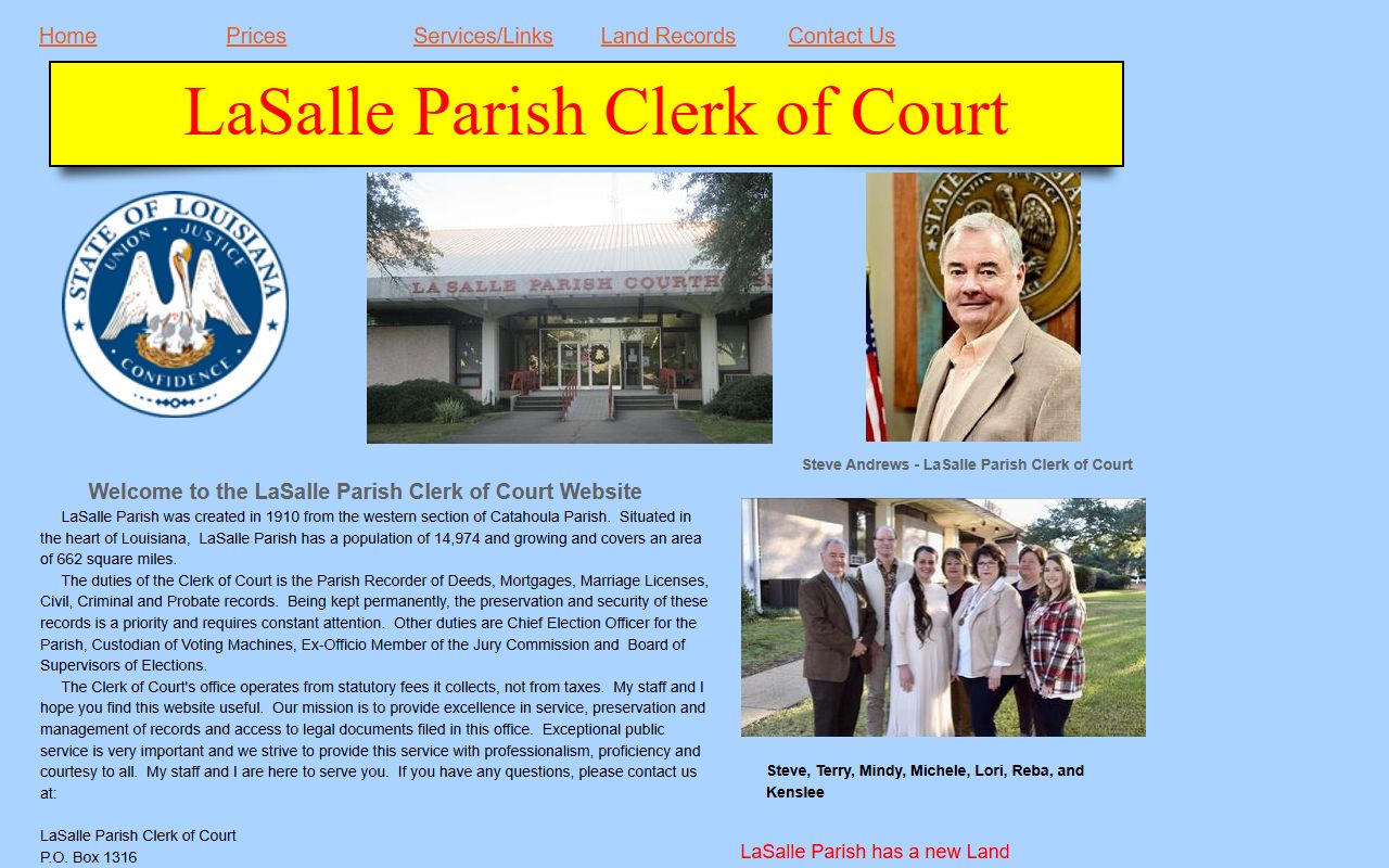LaSalle Parish Clerk of Court website