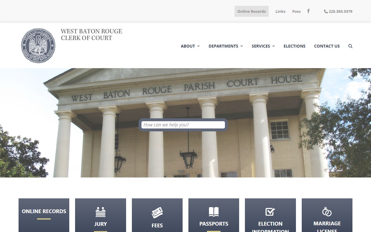 West Baton Rouge Parish Clerk of Court homepage